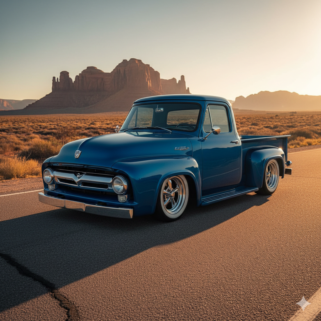 A pro-touring 1972 Chevrolet C10 restomod with an LS3 swap, lowered stance, and custom forged wheels, parked in a sun-drenched American suburb.