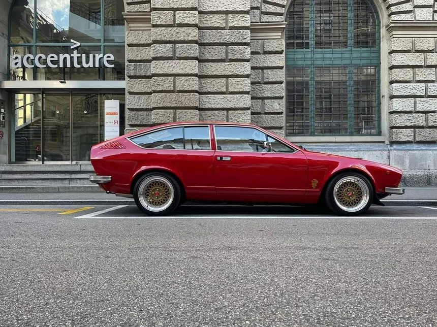 Alfa Romeo GTV6 rear three-quarter view highlighting the Giugiaro design