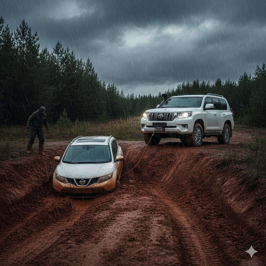 A side-by-side silhouette comparison of a sleek station wagon and a bulky SUV, highlighting the difference in center of gravity and aerodynamic profile.