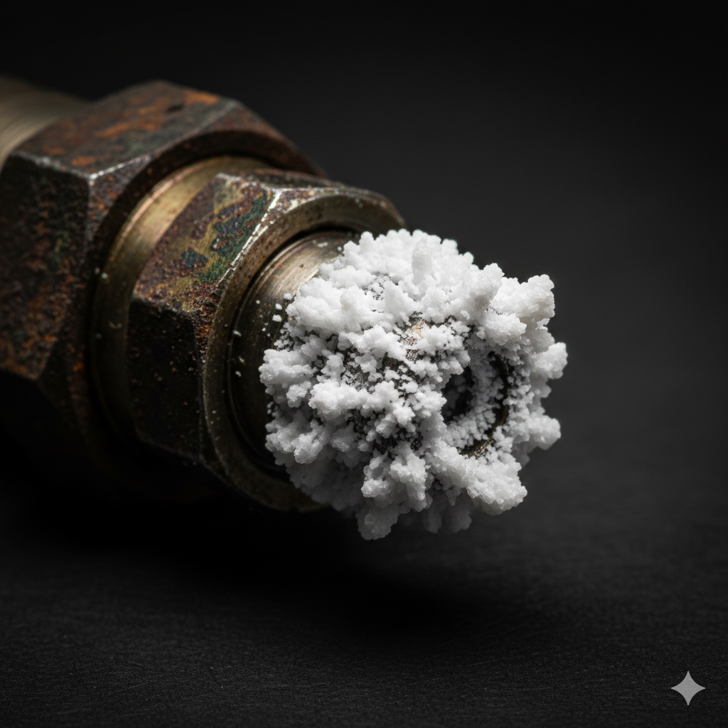 Crystallized DEF fluid on diesel injector