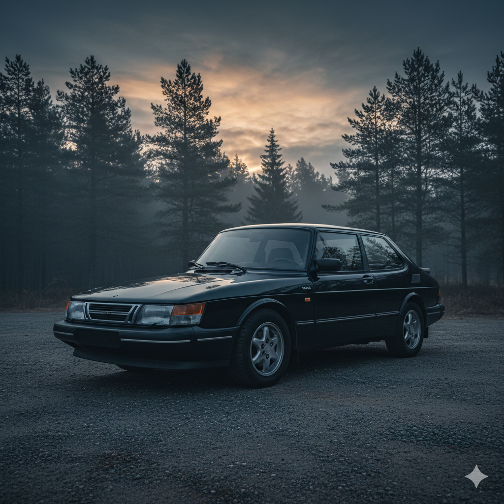 First-generation SAAB 900 Turbo in black — the iconic Swedish turbo of the 1980s
