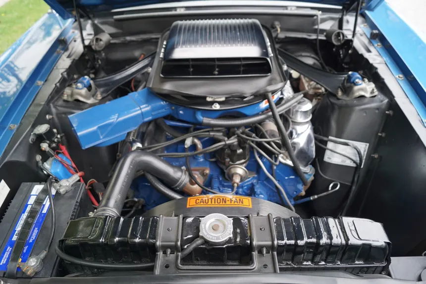 Ford 428 Cobra Jet big block V8 engine in a 1968 Mustang, the engine that saved the Mustang in the American muscle car war