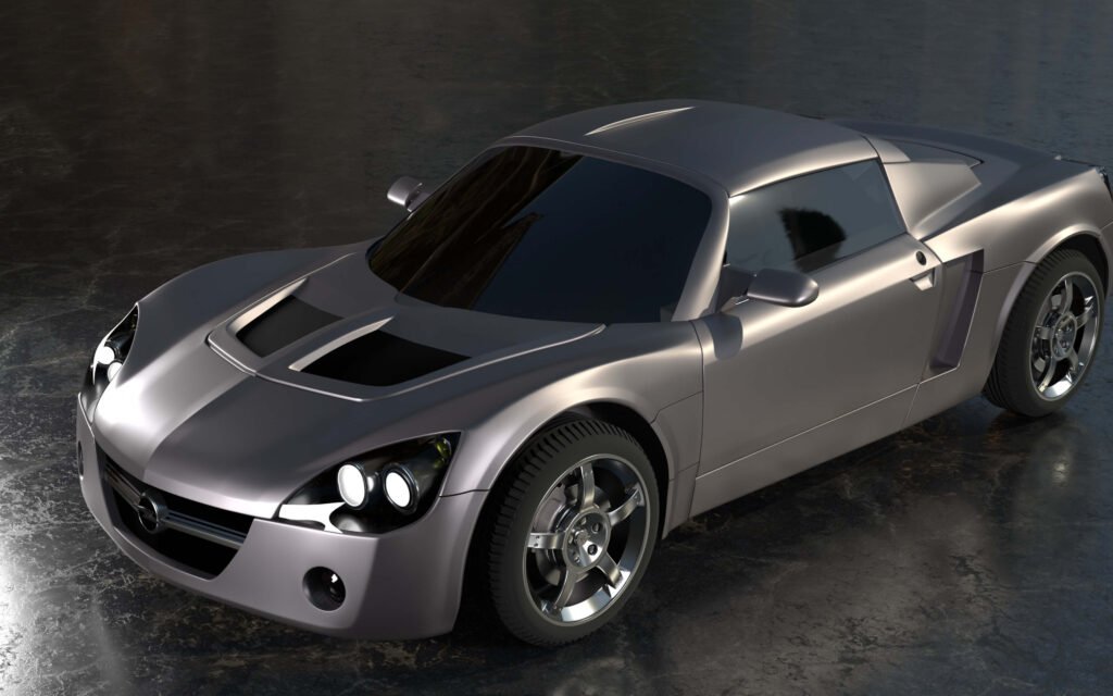 Silver Opel Speedster on track — mid-engine sports car built by Lotus at Hethel between 2000 and 2005