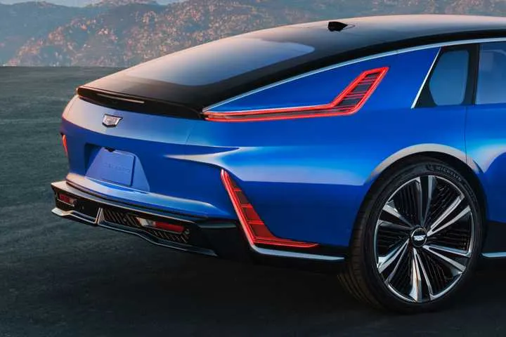 Rear three-quarter view of the Cadillac Celestiq, Cadillac's electric flagship
