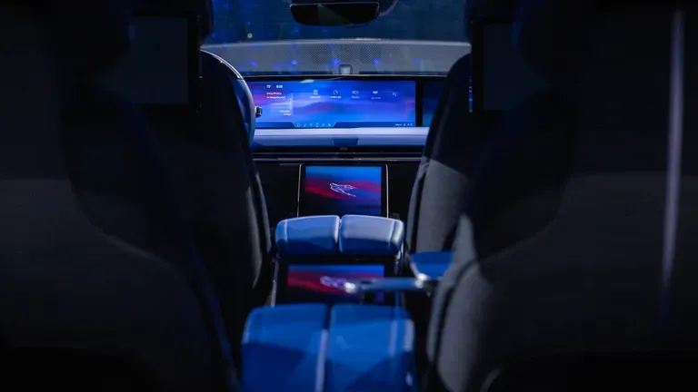Cadillac Celestiq interior featuring the 55-inch pillar-to-pillar display and four-zone smart glass roof