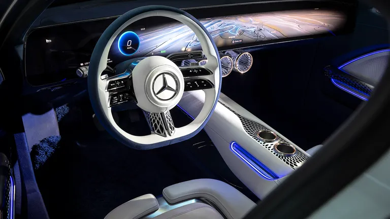 Mercedes Vision EQXX interior with wraparound display and sustainable materials
