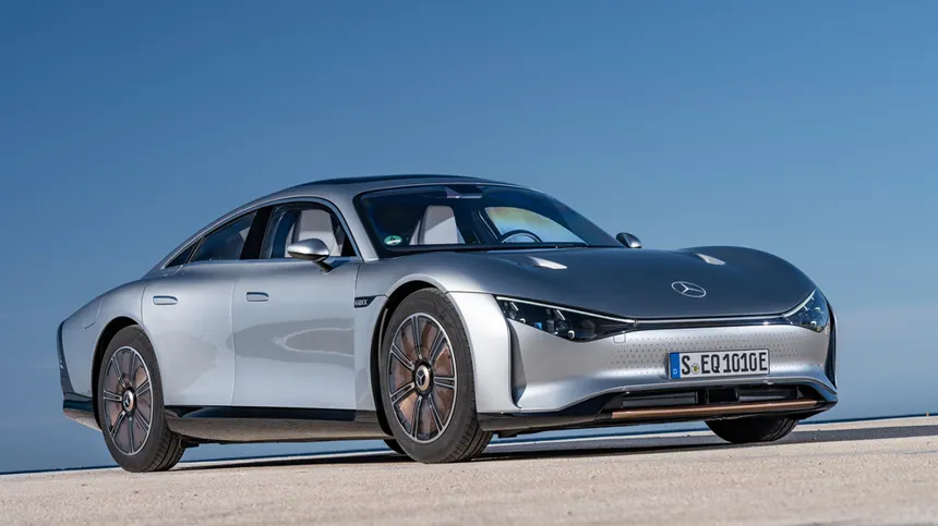 Mercedes Vision EQXX on the road during its 1,000-km single-charge run