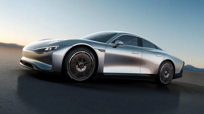 Mercedes Vision EQXX en vista lateral, prototipo eléctrico de máxima eficiencia