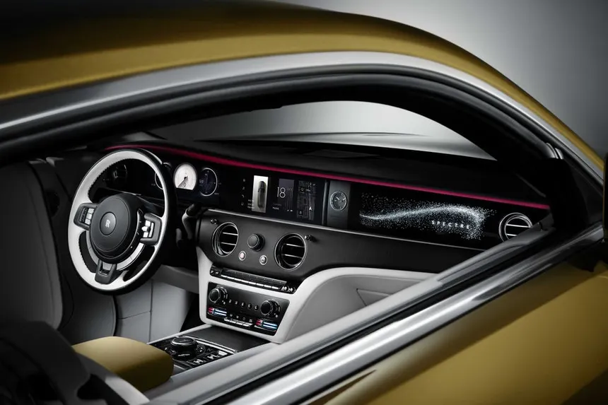 Rolls-Royce Spectre interior with fibre-optic Starlight headliner and bespoke trim