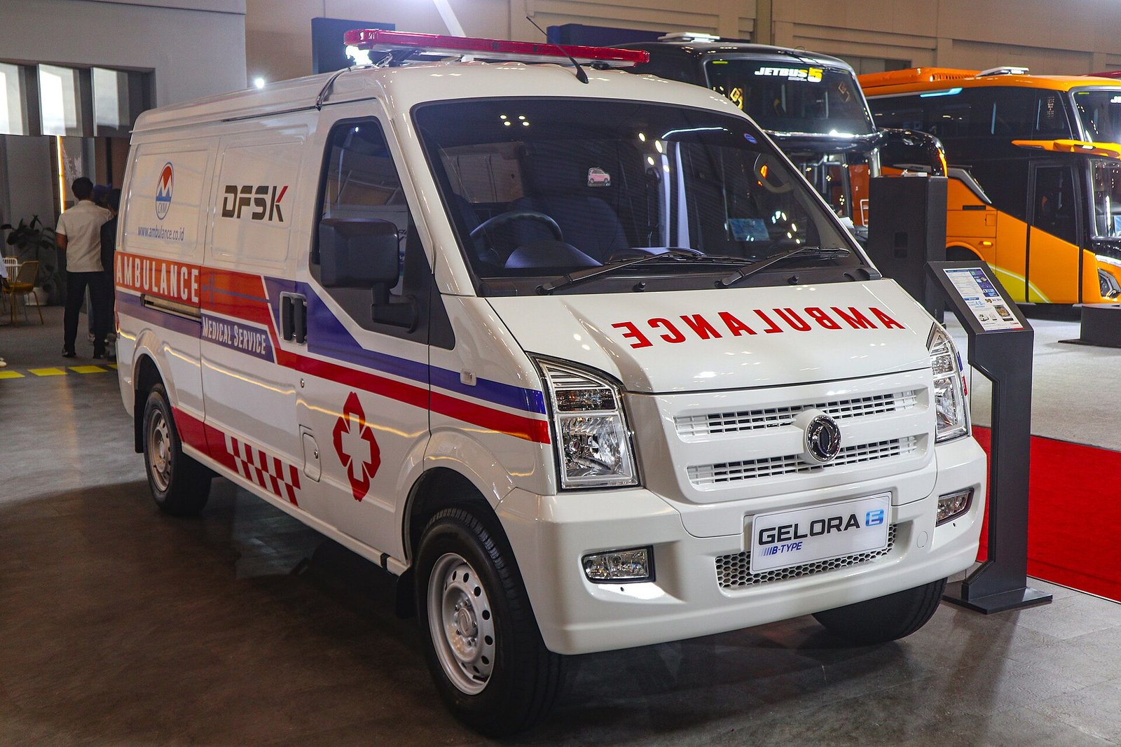 DFSK Gelora-E electric ambulance with medical equipment on board