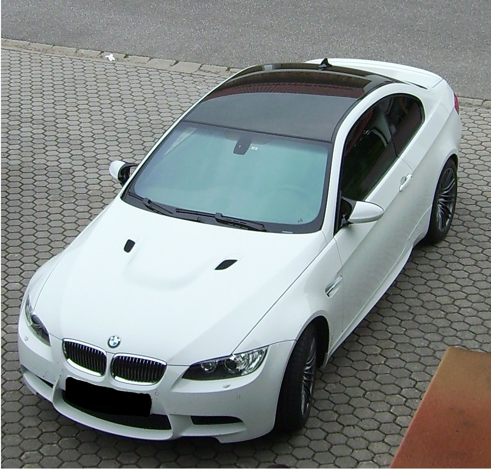 White BMW M3 E92 with the 4.0-liter S65 V8 and carbon roof