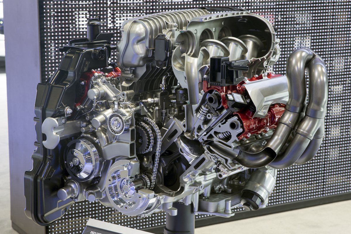 Cutaway Chevrolet LT6 naturally aspirated V8 showing the intake plenum and runners