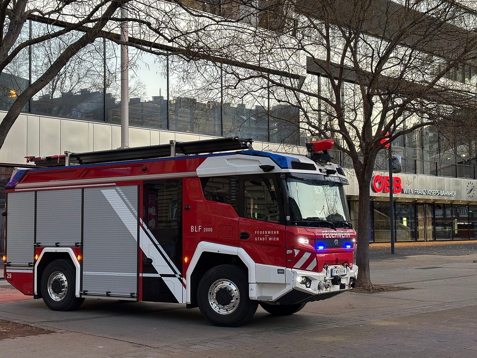 Rosenbauer RT electric fire truck of the Vienna fire brigade, fitted with a diesel range extender