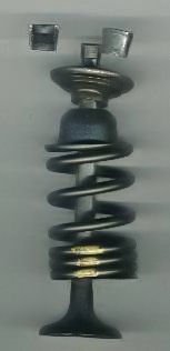 Poppet valve with spring, collets and oil seal, the part rotary valve engines set out to replace