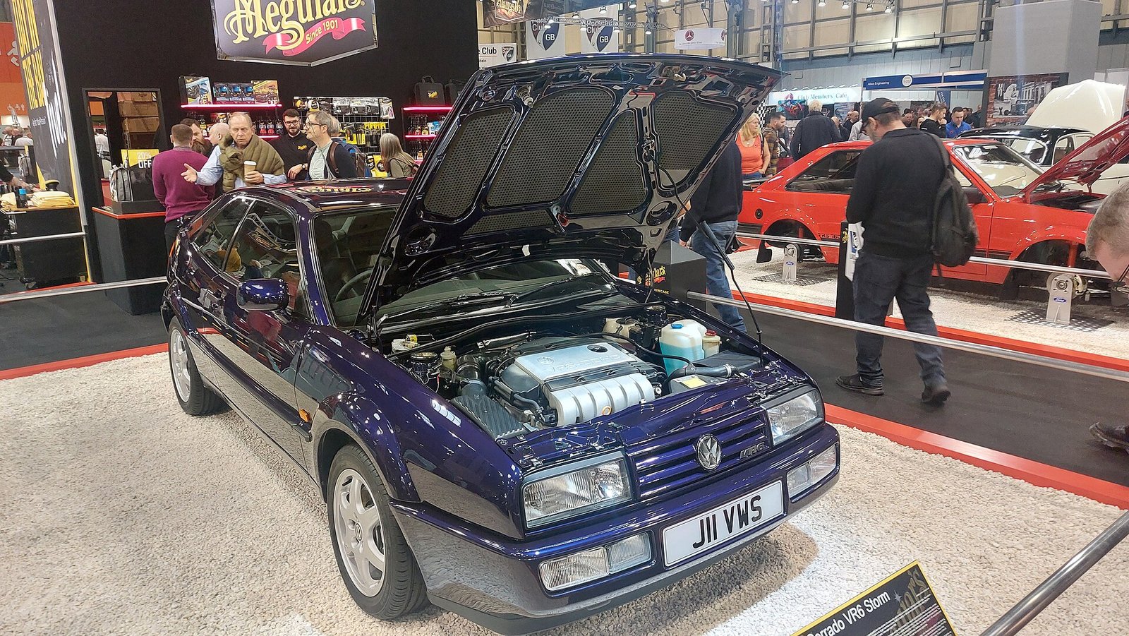 1995 Volkswagen Corrado VR6 Storm with the hood open and the VR6 engine on show